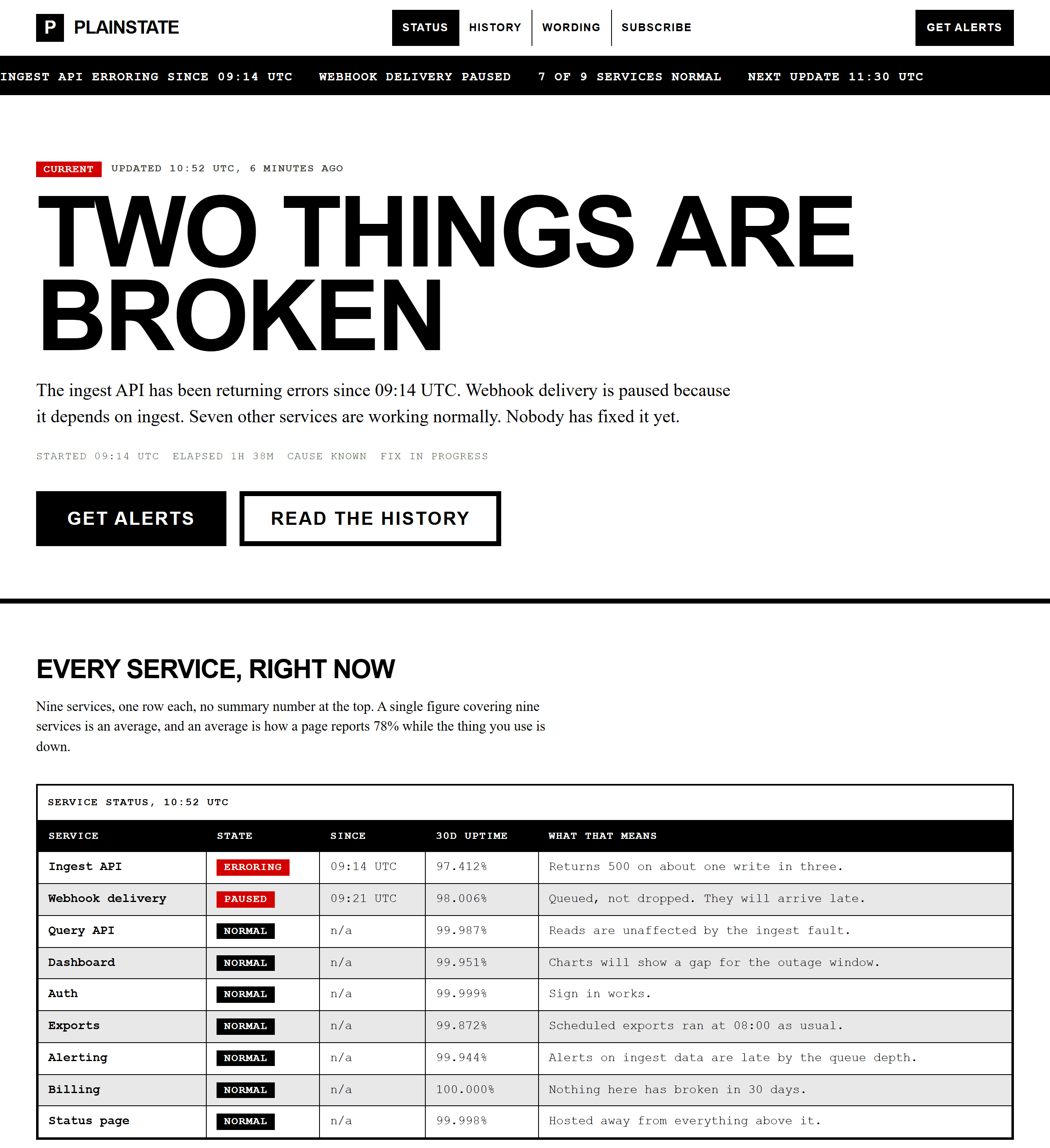 The Brutalist web theme's demo page, rendered from its own tokens and components.
