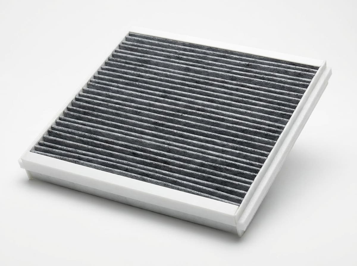 Cabin air filter, activated carbon on a clean studio background