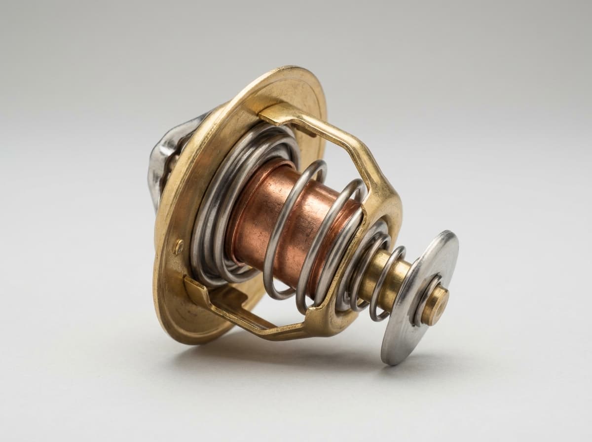 Engine thermostat, 195 degree F on a clean studio background