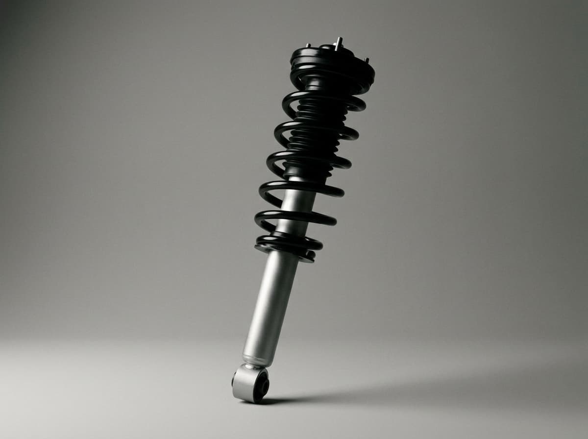 Front strut assembly, driver side on a clean studio background