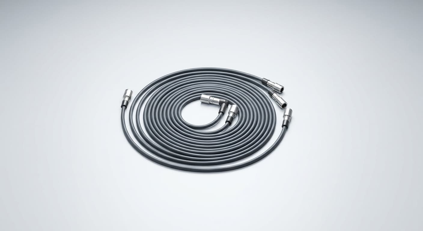 Ignition wire set, V6 engine on a clean studio background