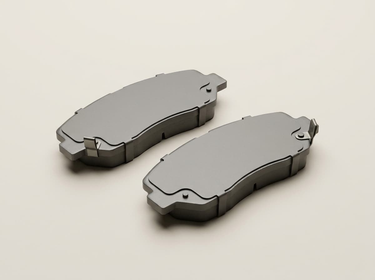 Premium ceramic brake pads, rear axle on a clean studio background