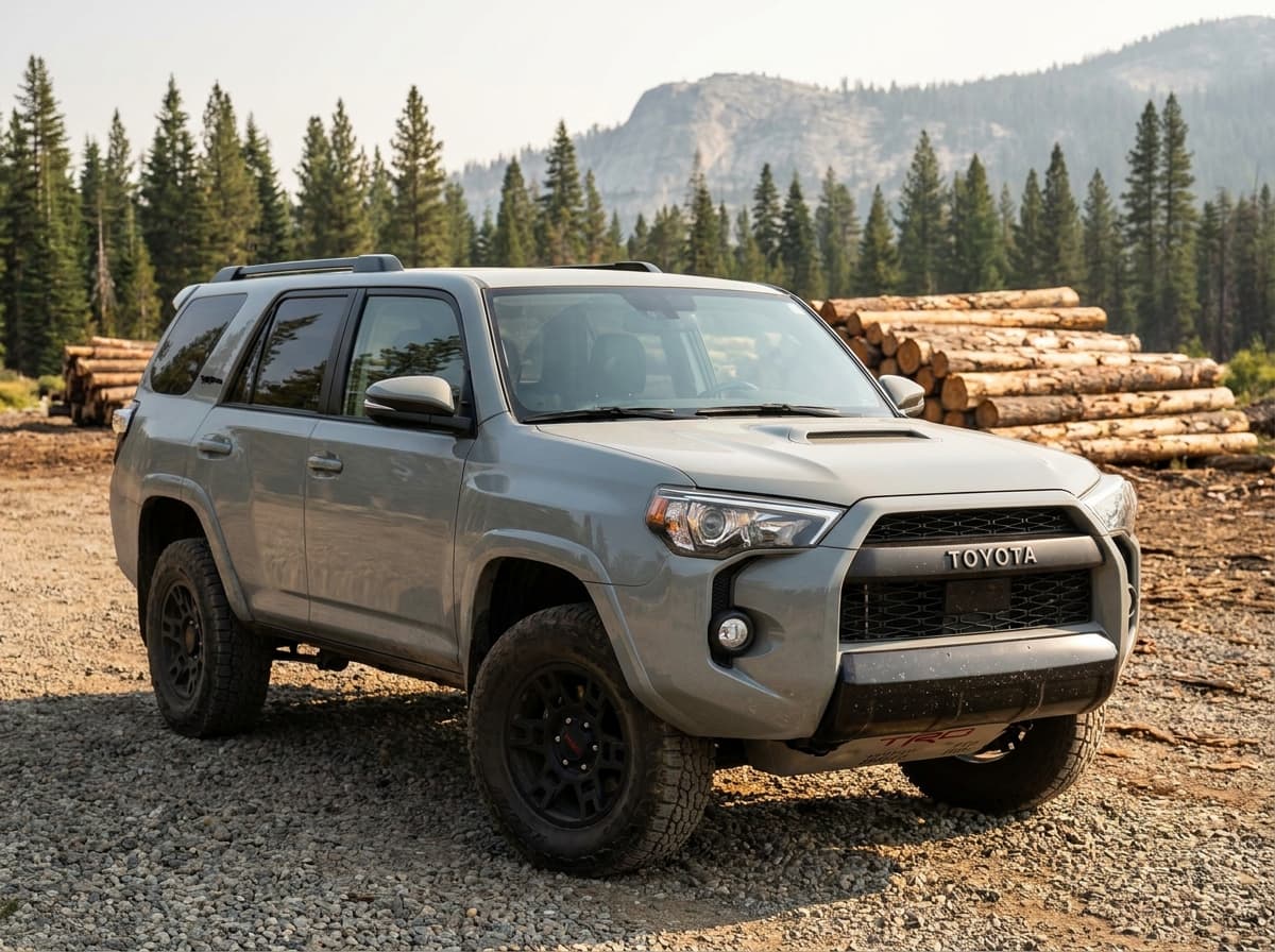 2018 Toyota 4Runner TRD Pro (Four-wheel-drive SUV, 4WD) photographed in working context on a Mountain West road or job site, no logos overlaid