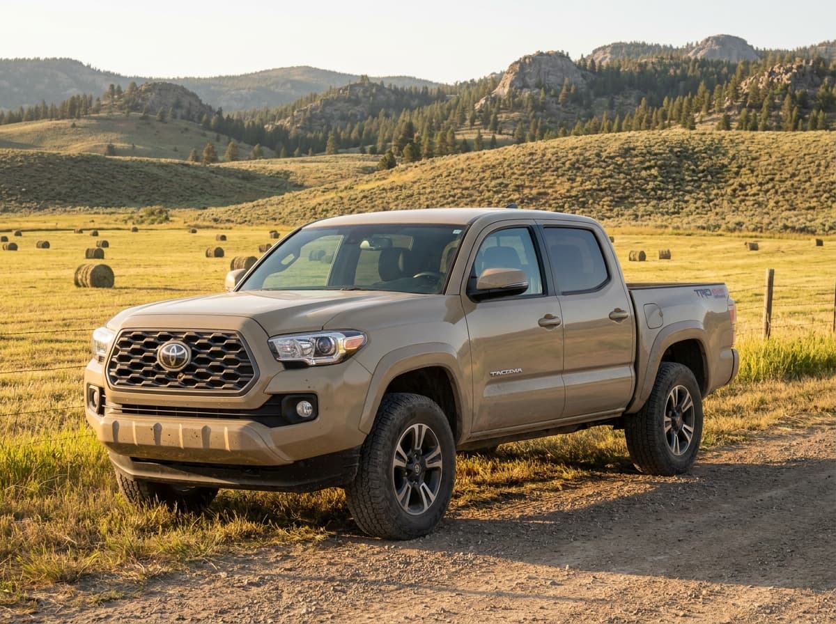 Primary listing photograph: 2021 Toyota Tacoma TRD Sport in working context, no logos overlaid, no identifiable close portraits