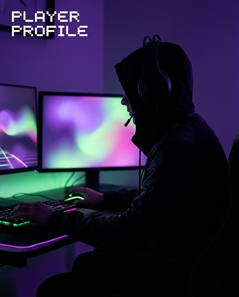 A side angle on a similar gaming setup showing posture and headset.