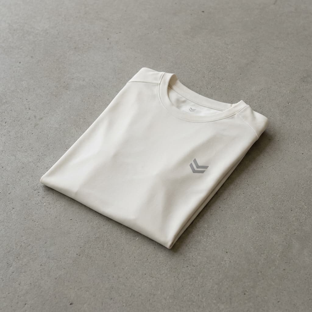 Pacer long run technical tee in off-white on neutral background.