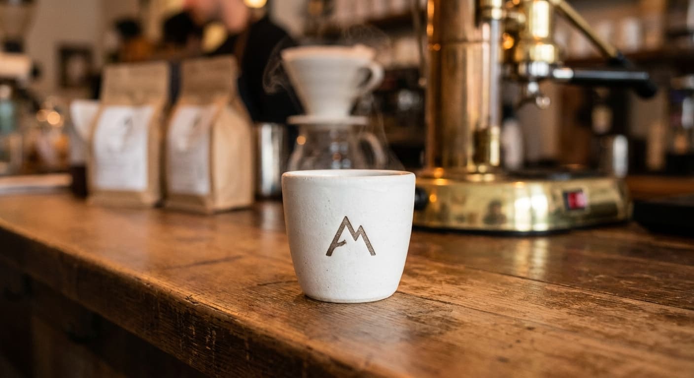 Atlas Coffee logo applied to: Espresso cup stamp