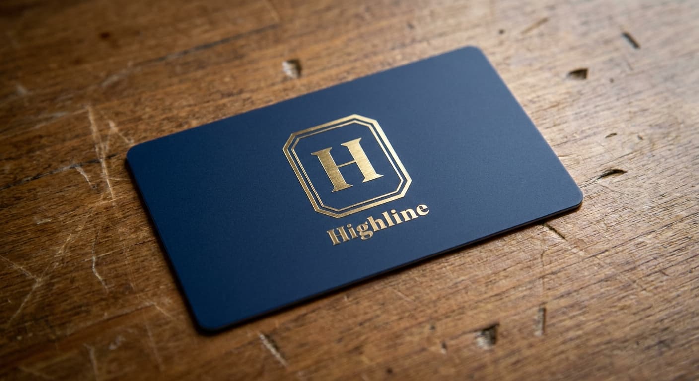 Highline logo applied to: Foil-stamped key card