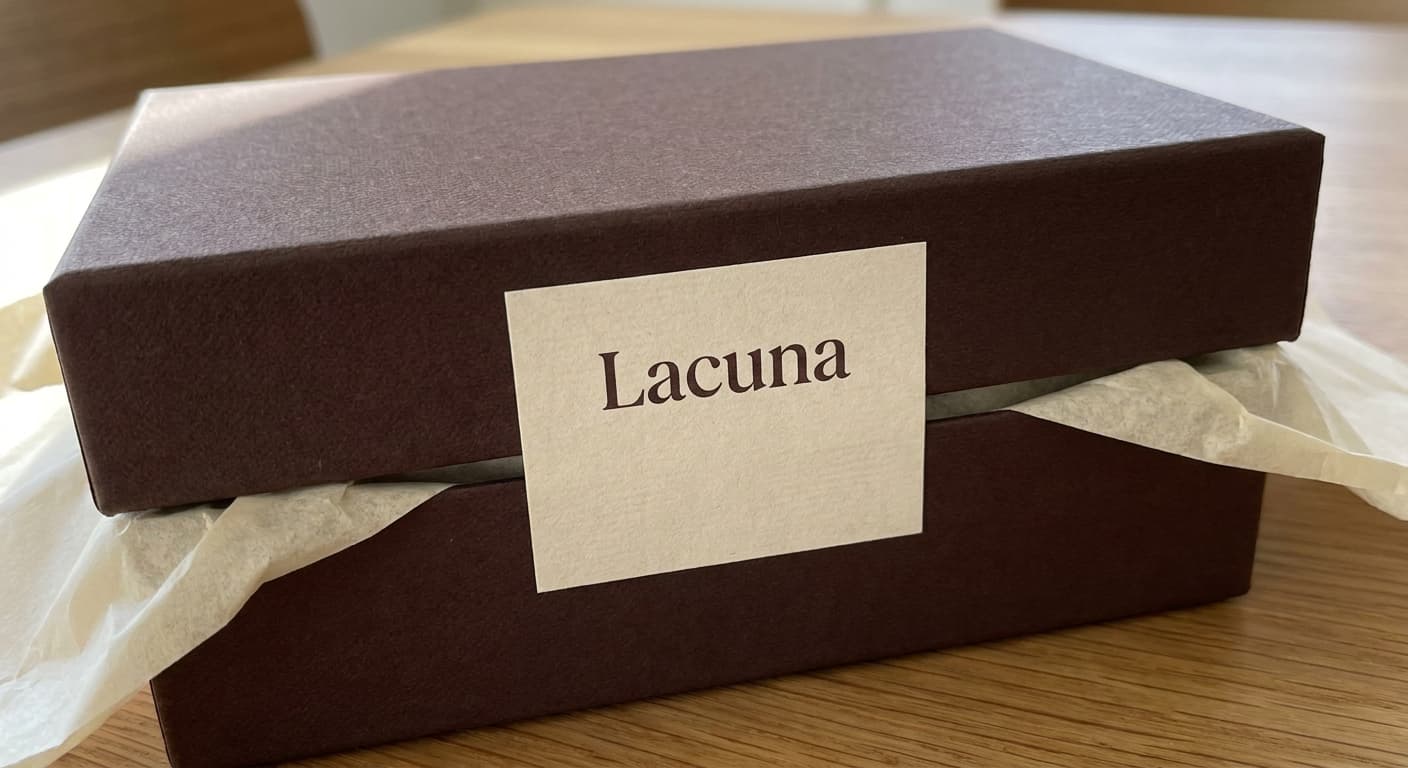 Lacuna logo applied to: Box closure label