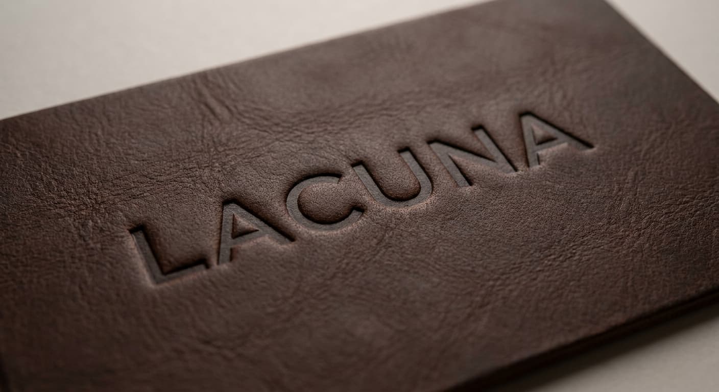 Lacuna logo applied to: Leather embossing