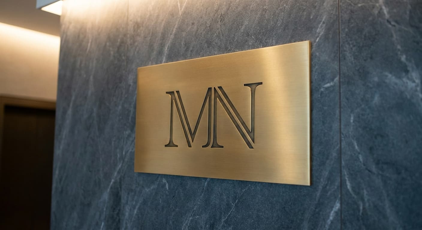 Morgan Northrop logo applied to: Engraved office signage