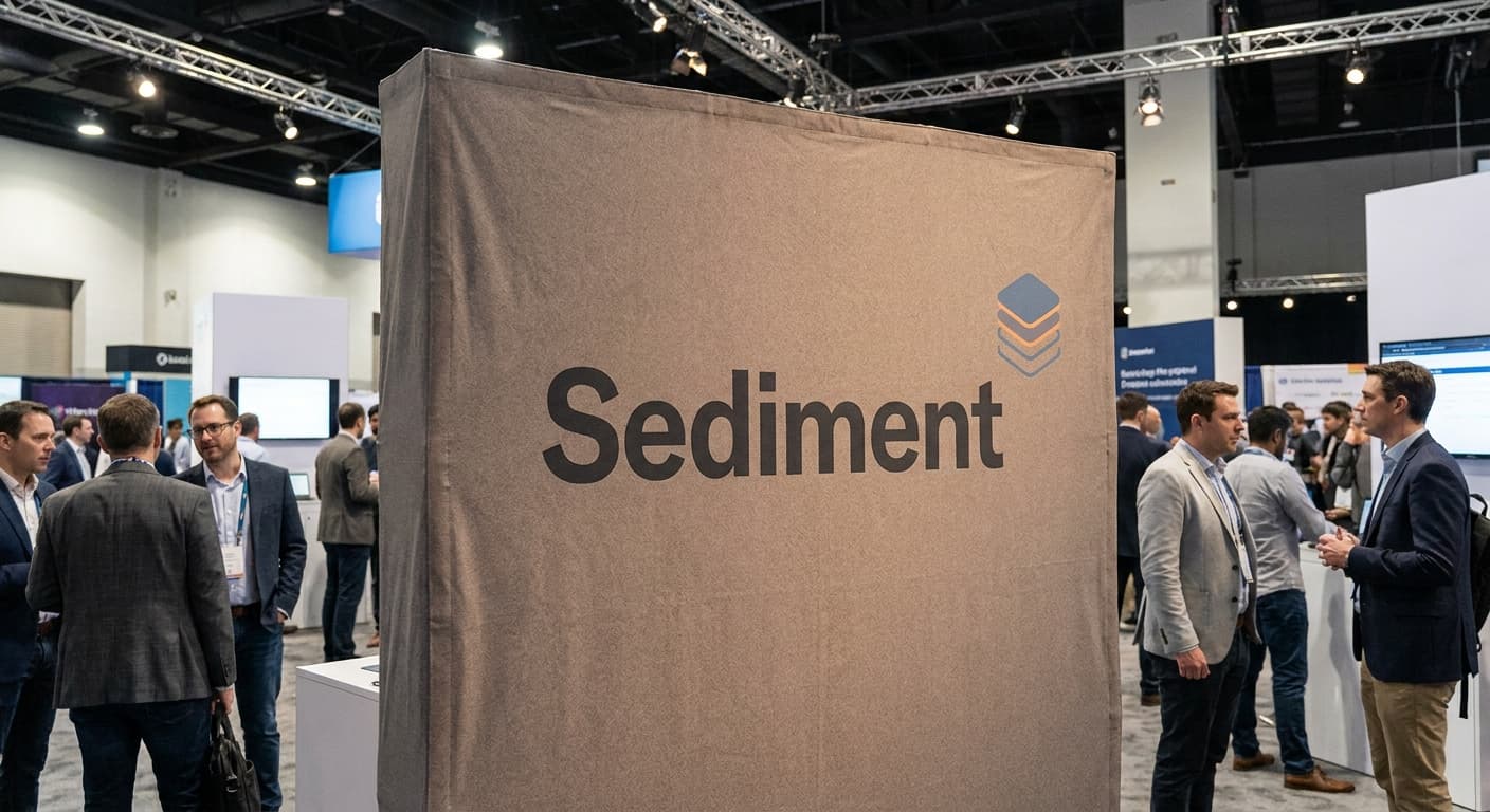 Sediment logo applied to: Conference booth banner