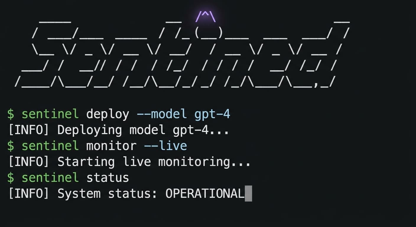 Sentinel logo applied to: CLI terminal banner