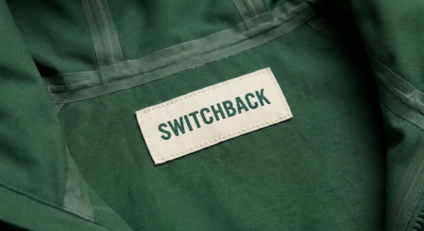 Switchback logo applied to: Woven garment tag