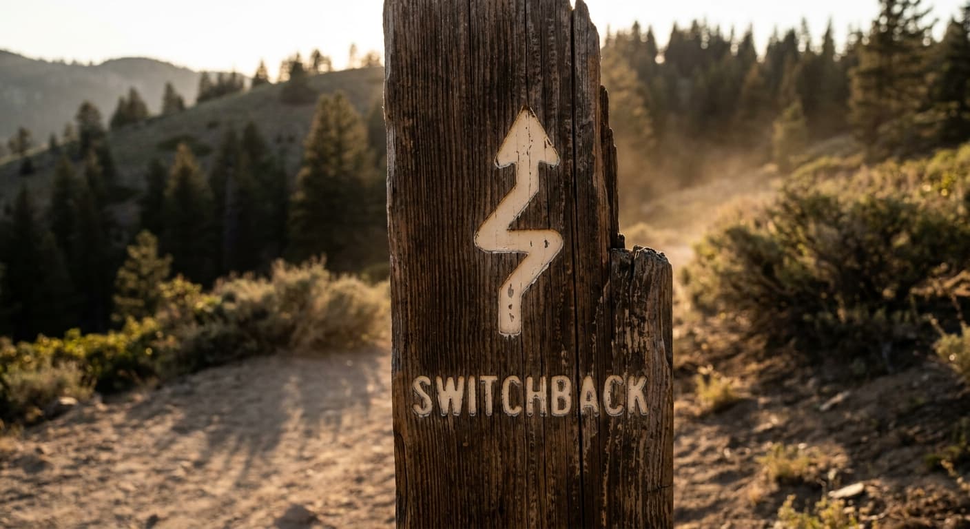 Switchback logo applied to: Trail marker signage