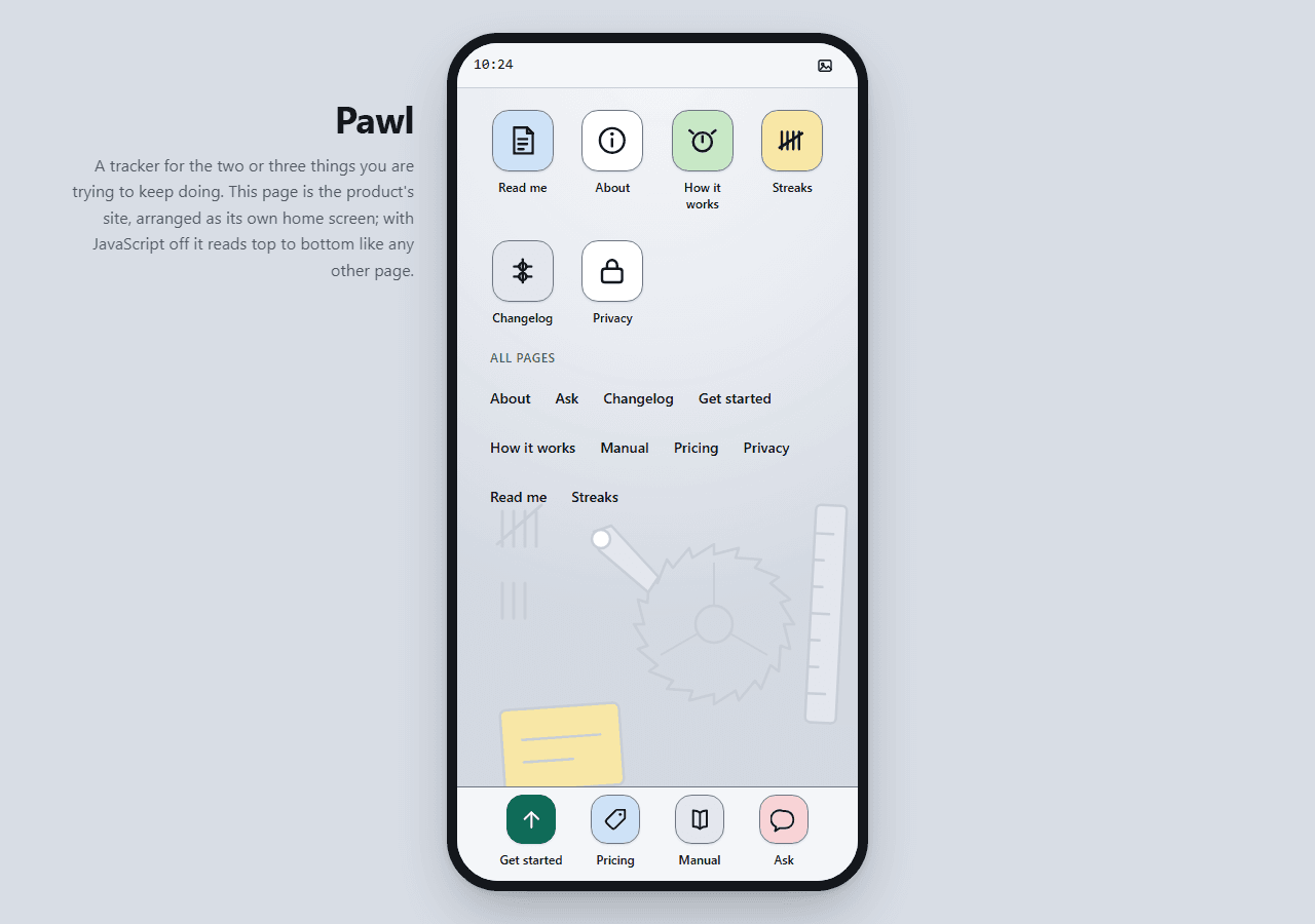 The Phone launcher theme's demo page, rendered from its own tokens and components.