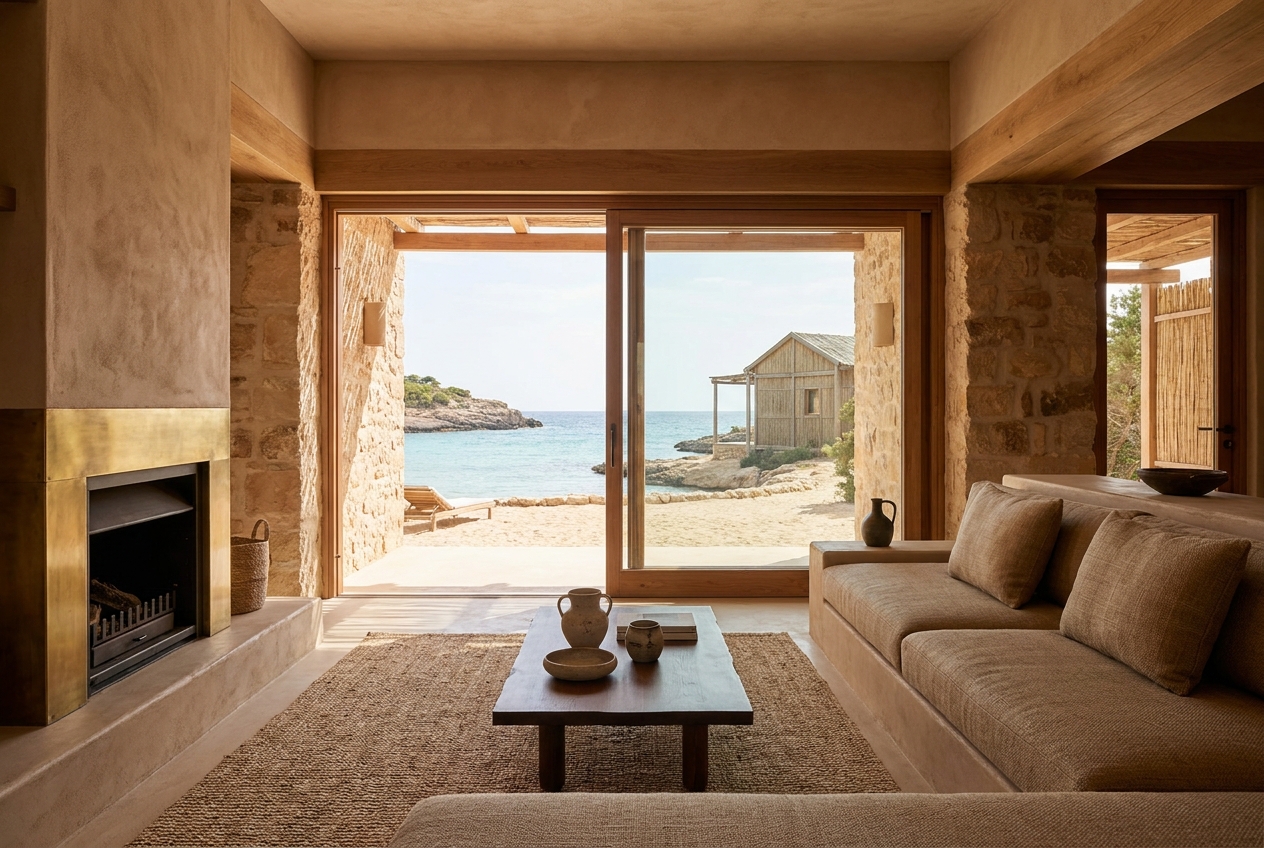 Tamarind Villa: an interior or setting detail, styled-aspirational property photography, no people, no real-location resemblance, no real brand marks, demo only