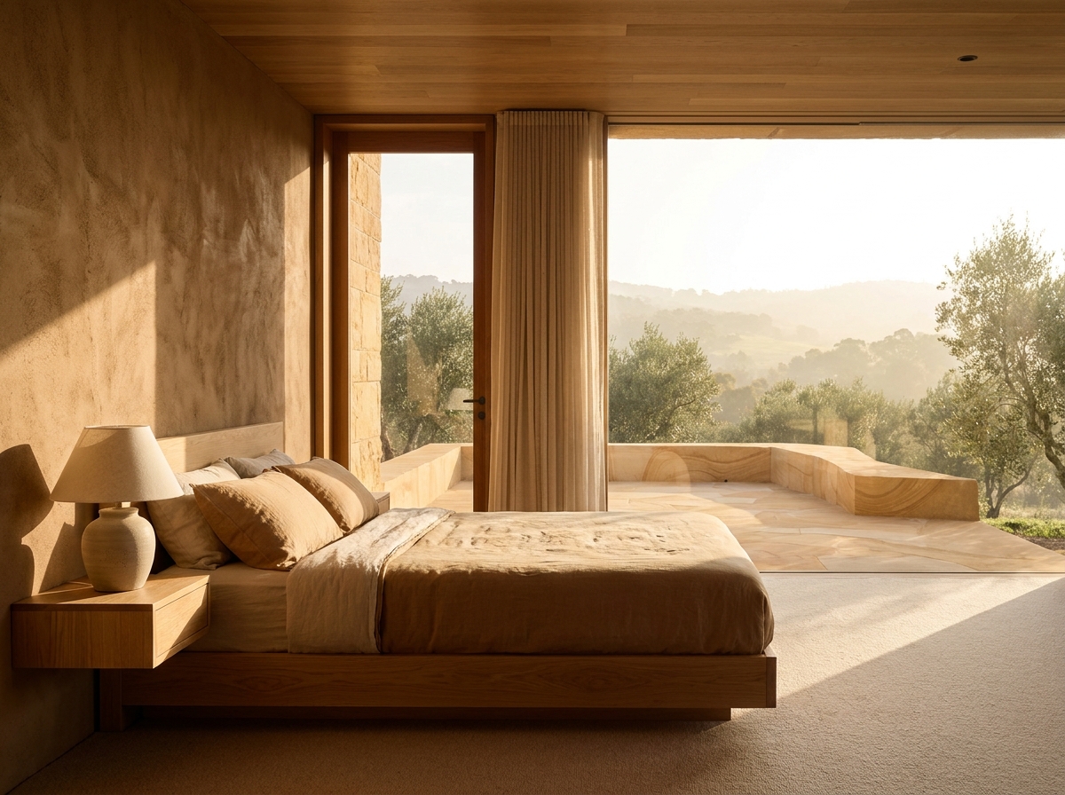 The Cantilever: an interior or setting detail, styled-aspirational property photography, no people, no real-location resemblance, no real brand marks, demo only