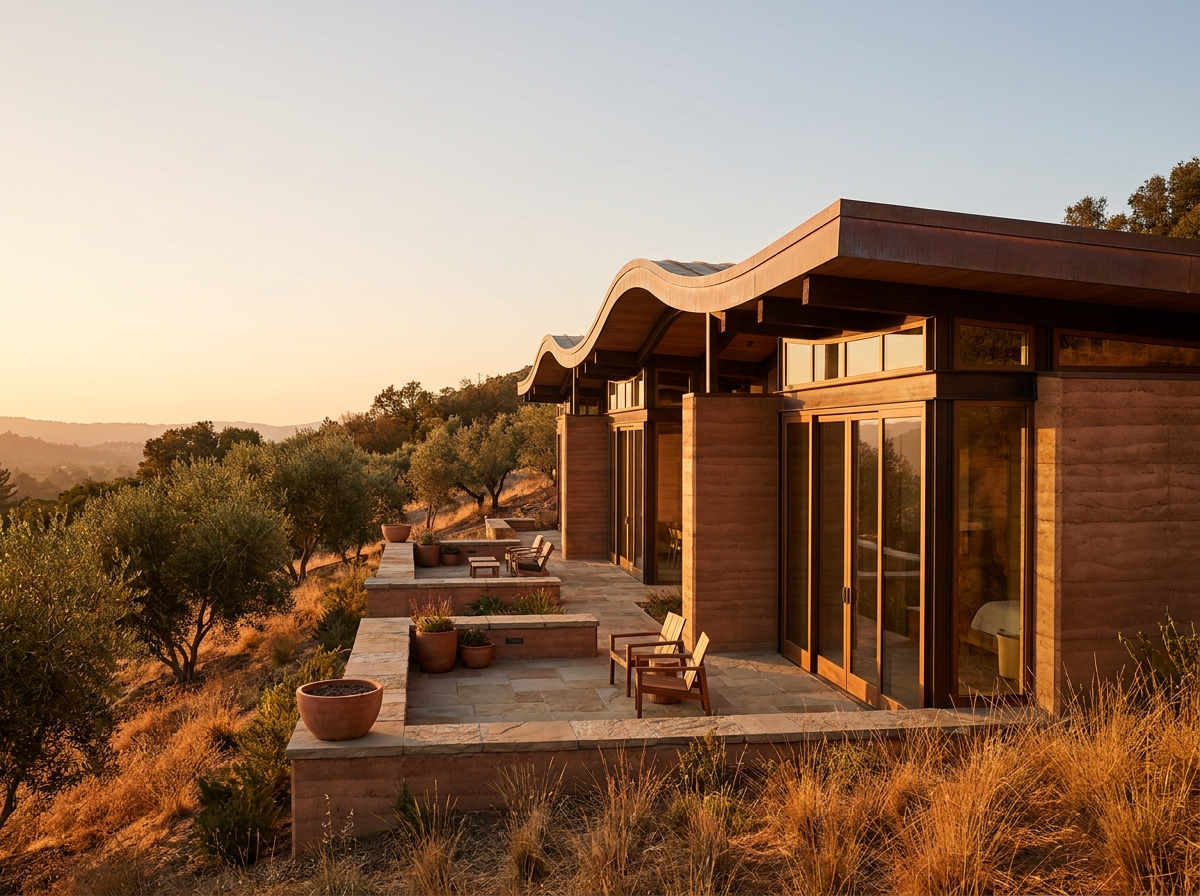 The Cantilever: a design home in the Verde Hills, styled-aspirational property photography, no people, no real-location resemblance, no real brand marks, demo only